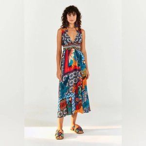 NWOT Farm Rio Forest Tiles V Neck Midi Dress